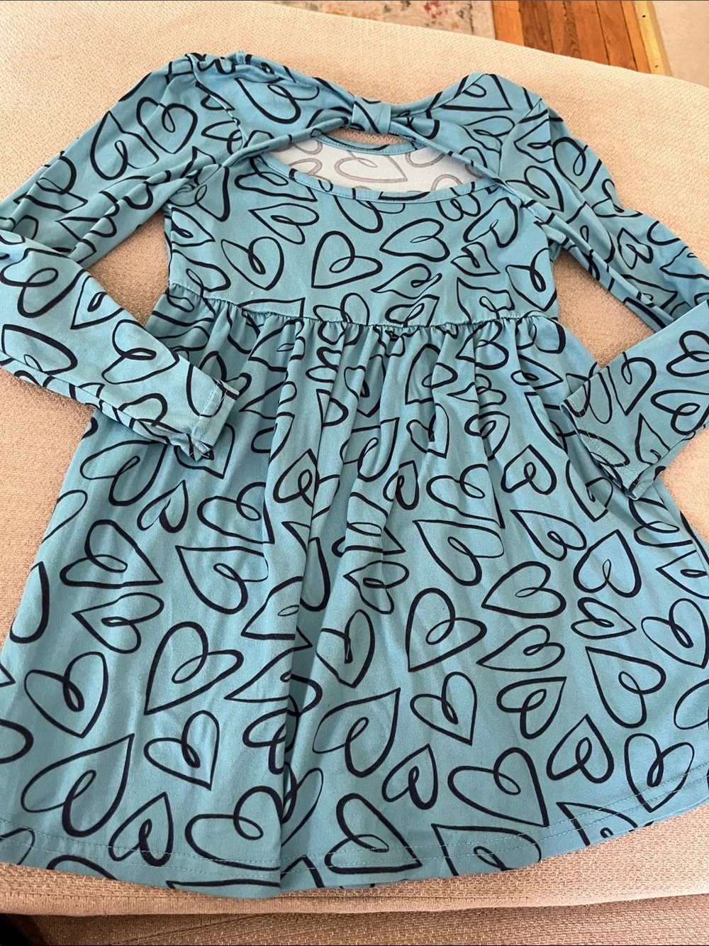 💙5 for $10💙 Girls Light Blue Heart-Print Long Sleeve Casual Dress 6